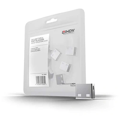 Obrázek LINDY 40464 USB typ A Port zámek, bílý, 10 kusů