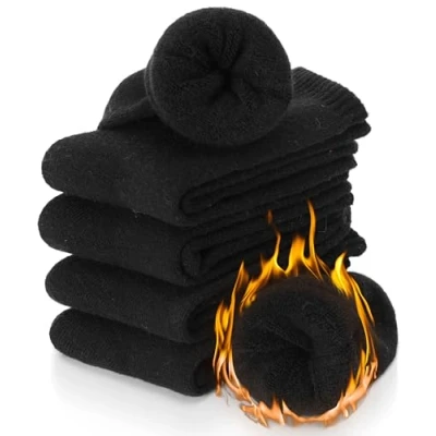 Obrázek PROETRADE Damen Socken Merino Wollsocken Warm Dicke Wandersocken Atmungsaktiv Wolle Thermosocken Geschenke für Frauen Weihnachten Wintersocken 5 Paare(Schwarz)