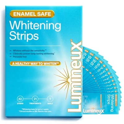 Obrázek Lumineux Teeth Whitening Strips bělení zubů proužky bez peroxidu Bílé zuby Dostanou citlivých certifikováno Netoxické Stripes pro 21 x