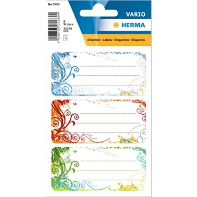 Obrázek HERMA 5982 Knižní etikety k popsání Spirit, 9 kusů, 76 x 35 mm, samolepicí, linkované, nálepky na knihy do školy, děti, dívky, chlapce, vícebarevné štítky sešity nálepky, barevné