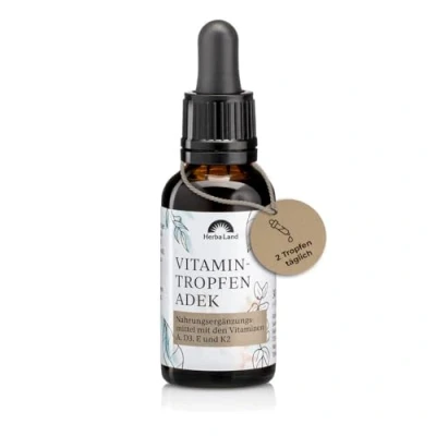 Obrázek Herbaland Vitamínové kapky ADEK Pouze 2 denně s vitamínem A, vitaminem D3, E a K2 30 ml