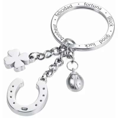 Obrázek TROIKA Talisman pro štěstí podkova přívěsek na klíče, 11 cm, stříbrná, Přívěšek klíče