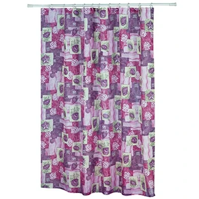 Obrázek MSV Duschvorhang 180x200cm Blumenmotiv aus Polyester in rosa/lila, 200x18x1 cm