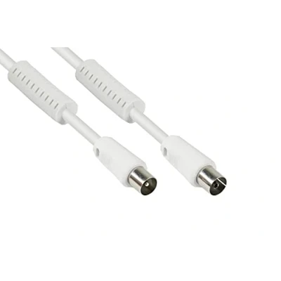 Obrázek Good Connections SAT TV anténní kabel koaxiální konektor na zdířce 2x filtr opláštěného proudu (feritové jádro), dvojité stínění, rozměr stínidla &gt; 95 dB bílý, 15 m
