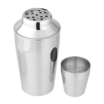Obrázek Koktejlový šejkr FACKELMANN 400 ml, mixér z ušlechtilé oceli, sypací hrnek na míchané nápoje s integrovaným sítem, víčko dávkovací údajem (barva: stříbrná), množství: 1 kus