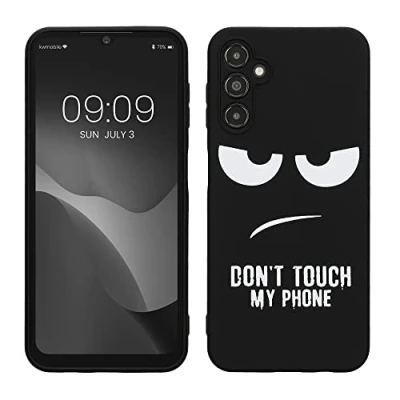 Obrázek kwmobile Pouzdro kompatibilní se Samsung Galaxy A14 5G na mobil Silikon Case Don&#039;t Touch My Phone bílý černý