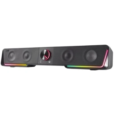 Obrázek Speedlink Gravity RGB stereo soundbar reproduktor s Bluetooth připojením pro smartphone/tablet osvětlení konektor sluchátka a mikrofon, černý, SL 830200 BK