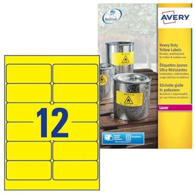 Obrázek AVERY Zweckform L6107 20 fóliové etikety odolné proti povětrnostním vlivům (240 signálních samolepek, 99,1 x 42,3 mm na A4, extrémně silné samolepicí, voděodolné, odolné, potisknutelná venkovní lepicí