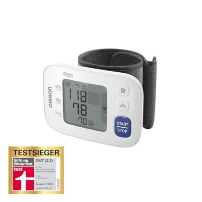 Obrázek OMRON RS4 automatický přístroj na měření krevního tlaku zápěstí, vítěz testu Stiftung Warentest 11/2023, klinicky ověřeno, s pamětí, senzor polohy pro přesné měření, kontrola sedadla manžety