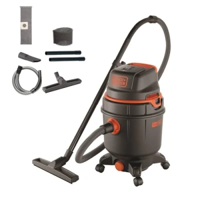 Obrázek BLACK+DECKER Mokrý a suchý vysavač BXVC30PDE s integrovanou zásuvkou pro elektrické nářadí (1600 W, 30 litrů)