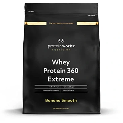 Obrázek Protein Works Whey 360 Extreme Premium Banana Milkshake přidaný BCAA a glutamin 1. 2kg