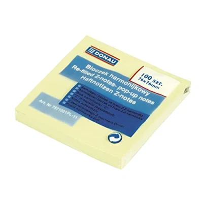 Obrázek DONAU 7571001PL 11 samolepicí poznámky v zásobníku se složením Z, 76 x mm, 1 100 listů, světle žlutá