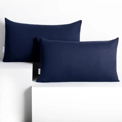 Obrázek DecoKing 2 povlaky na polštář 50 x 60 cm Jersey 100% česaná bavlna zip tmavě modrá Amber