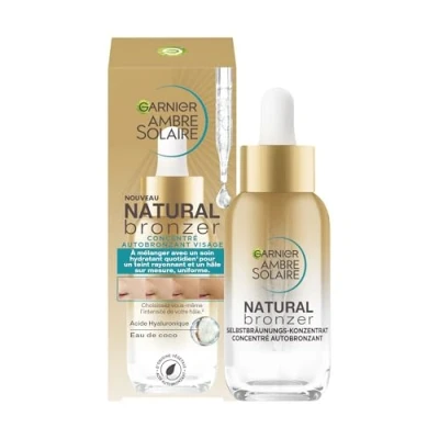 Obrázek Garnier Samoopalovací koncentrát, sérum pro přirozeně opálenou pleť, rovnoměrné a dlouhotrvající opálení, Ambre Solaire Natural bronzer, 1 x 30 ml