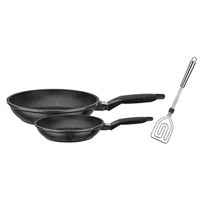 Obrázek GSW 457538 Titanium Žula pánve sada 3dílná vč., Scala Vše obracečka, litý hliník, černá Gespren doplněk, 50,1 X 29,3 5,2 cm, 3 jednotky