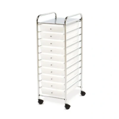 Obrázek Seville Classics SHE16210B 10 Schubladen Rollwagen, Metall, silber, 39.5 x 39 98 cm
