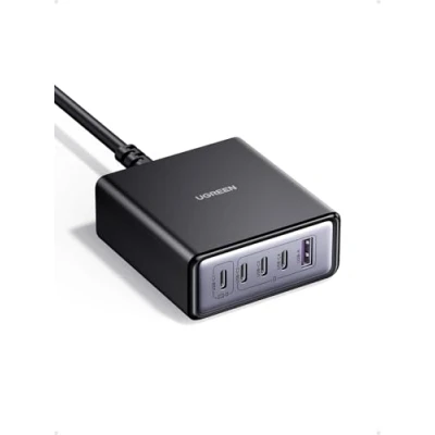 Obrázek UGREEN USB C nabíječka 65 W GaN síťový zdroj, 5 portů, desktop nabíjecí stanice, 45 PPS, rychlonabíječka, vícenásobná kompatibilní se sérií iPhone 16 8, Galaxy S25, S24, A15, Pixel 9, iPads, MacBook