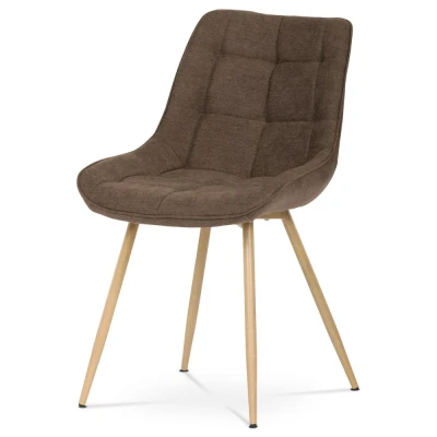 Obrázek Židle jídelní, hnědá látka, kovové nohy, 3D dekor dub CT 394 BR2