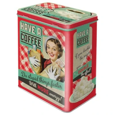 Obrázek Nostalgic Art Retro dóza na zásoby l, 3 Have A Coffee nápad dárek pro fanoušky kávy, velká kávu z plechu, vintage design, dekorace