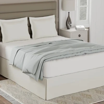 Obrázek Lux Hotel Taillierter Bettrock Classic 35,6 cm Länge Plissee Styling, California Kingsize, Elfenbeinfarben