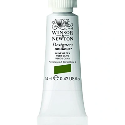 Obrázek Winsor &amp; Newton 605447 Designer kvaš olivově zelená, tuba 14 ml matné krycí kvašové barvy, ideální pro malby, brilantní, světlostálé barvy s velkou silou