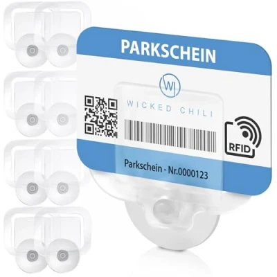Obrázek Wicked Chili 8dílná sada parkovací doklad auto držák čelní sklo s přísavkou 30 mm, karet, parkovacích lístků, na průkaz, karty auta (Made in Germany)