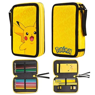 Obrázek Pokemon Federmäppchen Groß, Gefüllte Federmappe Jungen mit Schreibwaren Set Pikachu Geschenke für Kinder