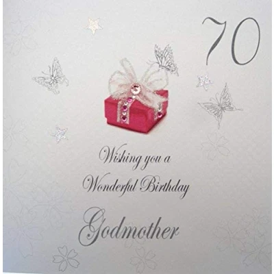 Obrázek White Cotton Cards BDP70 pro Godm &quot;70 Wishing You A Wonderful Birthday&quot; karta k 70. narozeniny, ruční výroba, bílá