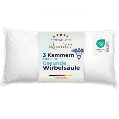 Obrázek ZOLLNER Prémiový péřový polštář s podílem peří Made in Germany vhodný pro alergiky potah z kvalitní mako bavlny lze prát do 60 C 40 x 80 cm hotelová kvalita