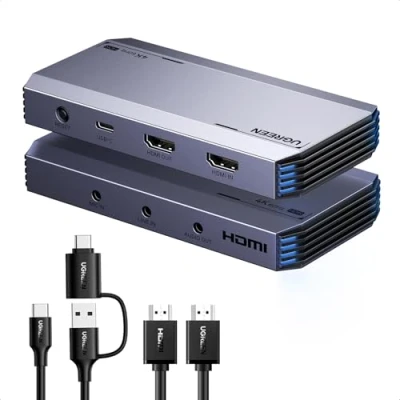 Obrázek UGREEN Video Capture Card, HDMI USB 3.0 Card 4K Loop Out, 4K60Hz / 2K144Hz záznam videoher pro streaming přenos, funguje s PS5/Switch/kamerou/PC/OBS