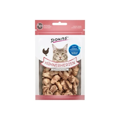 Obrázek DOKAS Cat Mrazem sušená kuřecí srdíčka pro kočky 15g