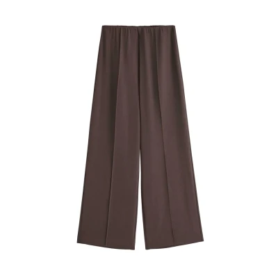 Obrázek Lindex WIDE Trousers IN Jersey Kalhoty, Ženy, Velikost: 52/54, Dark brown