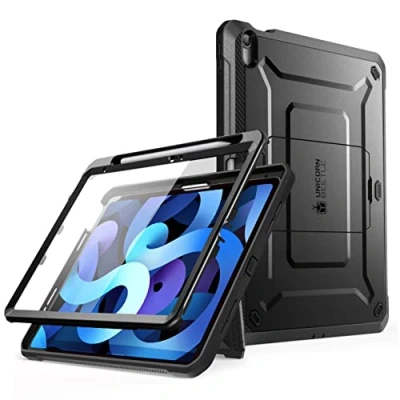 Obrázek SUPCASE pro iPad 10. generace pouzdro Bumper Case 360 stupňů ochranné Cover s ochrannou fólií na displej, stojan a držákem pera [Unicorn Beetle Pro] Hardcase 9 palců 2022, černé