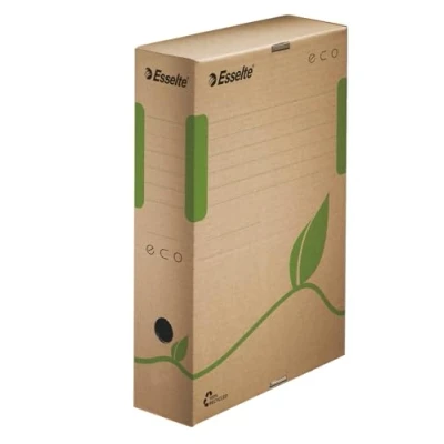 Obrázek Esselte Archivní krabice, šířka hřbetu 80 mm, A4, 100% recyklovaná vlnitá lepenka, přírodní hnědá, řada Eco Archiv, 623916