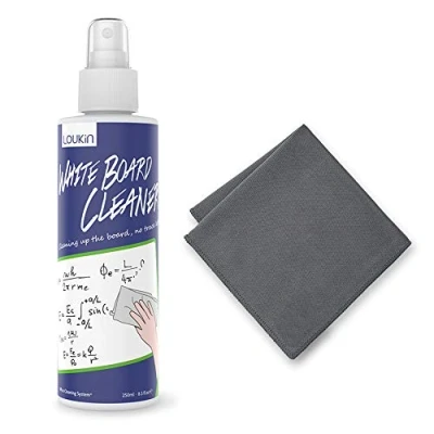 Obrázek loukin Netoxický čistič bílé tabule, 8,5oz Dry Erase Board Cleaner, sprej na čištění tabule s hadříkem, odstraňuje odolné skvrny z