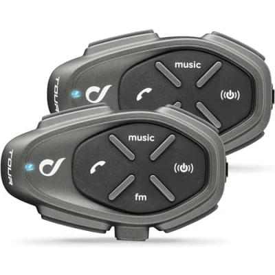Obrázek Interphone Tour 2 kusy Bluetooth komunikační systém pro motocykly až 4 jezdce, 1,5 km dosah 25 hodin hovoru Fastcharge rádio GPS MP3 vodotěsné IP67