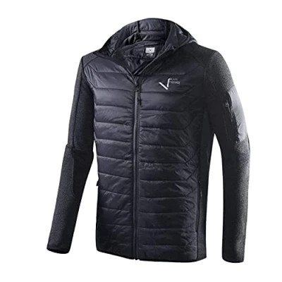 Obrázek Black Crevice hybridní bunda Pánská v klasickém pleteném designu I funkční se 2 kapsami na zip s kapucí