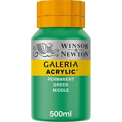 Obrázek Winsor &amp; Newton Akrylová barva Galeria 2150484, vysoká pigmentace, stálobarevná, máslová konzistence, 500 ml hrnec permanentní zelená střední