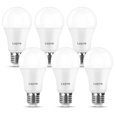 Obrázek Lepro 13W E27 LED žárovka, nahrazuje 100W halogenovou žárovku, 1521 lumenů žárovka E27, 6500 K teplá bílá A60 180 úsporná nestmívatelná, 6 kusů [energetická třída E]