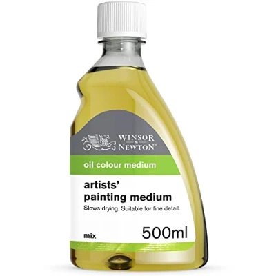 Obrázek Winsor &amp; Newton 3049734 Ölmalmittel, Künstler Malmittel aus Leinöl Standöl Terpentinersatz, Verdünnt die Konsistenz der Farbe und verbessert das Fließvermögen Transparenz 500 ml Flasche