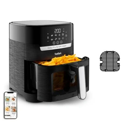 Obrázek Tefal Horkovzdušná fritéza EY5068 Easy Fry &amp; Grill Vision kapacita 4,2 l technologie 2 v 1 okénko Extra Crisp energeticky úsporná dotyková obrazovka černá