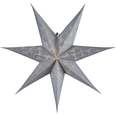 Obrázek Star 501 20, papírová hvězda &quot;Decorus&quot;, 7 hrotů, papír, stříbrná, 1,5 x 6,3 cm