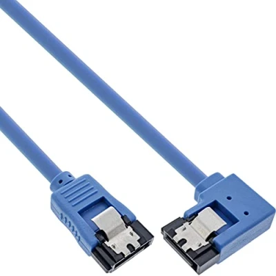 Obrázek InLine 27705R SATA 6Gb/s Anschlusskabel rund, abgewinkelt rechts, blau, mit Lasche, 0,5m, 1 pezzo