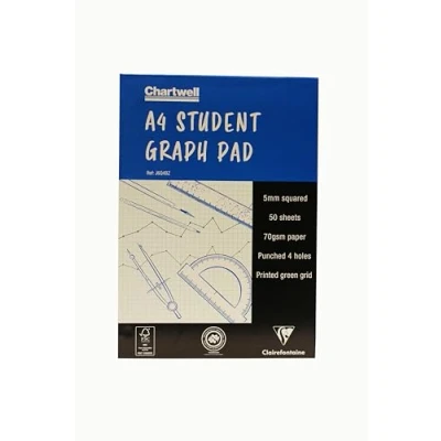 Obrázek Clairefontaine J6Q4BZ Chartwell Block geleimt, 50 Blatt, DIN A4 70g Millimeterpapier quadratisch, Weiß/hellgrün, ideal für technische Zeichnung mit Graphitstift, 1 Stück