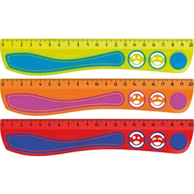 Obrázek Maped 278710 nárazuvzdorné pravítko KIDY&#039;GRIP 20 cm, z recyklovaného plastu, s protiskluzovými nopky tyrkysově zelená, růžovo oranžová, modro červená