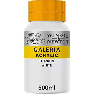 Obrázek Winsor &amp; Newton Akrylová barva Galeria 2150644, vysoká pigmentace, stálý na světle, máslová konzistence, 500 ml hrnec titanová bílá