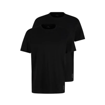 Obrázek TOM TAILOR Pánské tričko Crewneck v balení po 2 kusech (balení ks), 29999 černá.