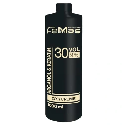 Obrázek FemMas Oxycreme in 9% 1000 ml I Oxidační prostředek na barvení a tónování vlasů Snadné použití &amp; optimální přilnavost Vývojář pro rovnoměrné výsledky v kvalitě salonu Hair Color Developer