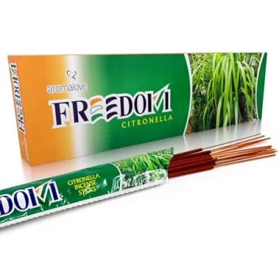 Obrázek Aromalove 120 x přírodní vonné tyčinky s vůní citronely pro zahradu, outdoor, kempování, místo citronové trávy nebo františky Freedom