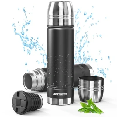 Obrázek Termoska, termoláhev 100% zabezpečená proti protékání 750 ml, 500 láhev na pití z ušlechtilé oceli, izolovaná vodu, dvouplášťová, neobsahuje BPA, vhodná pro sport, venkovní použití (750